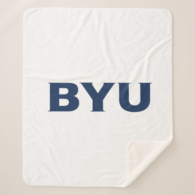 BYU Text Logo Sherpa Blanket (Front)