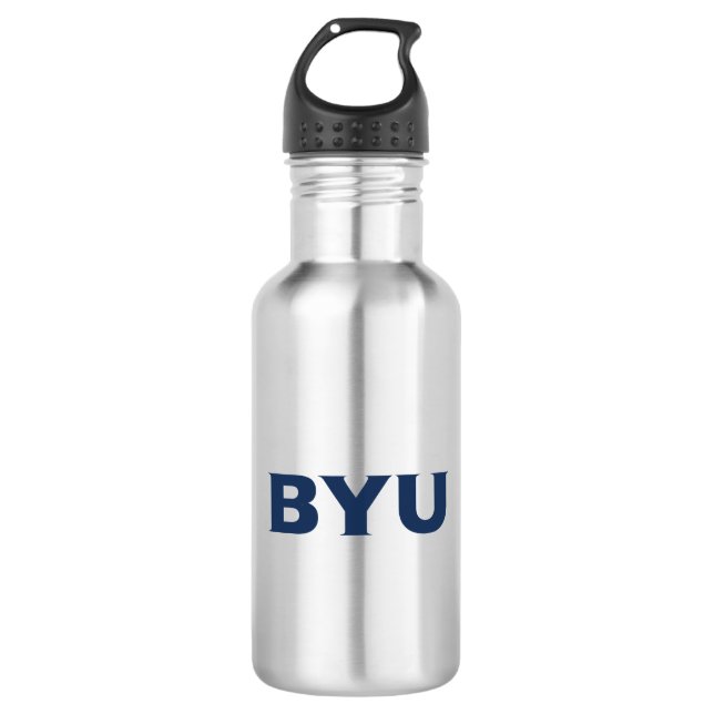 BYU Text Logo Stainless Steel Water Bottle (Front)