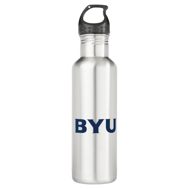 BYU Text Logo Stainless Steel Water Bottle (Front)
