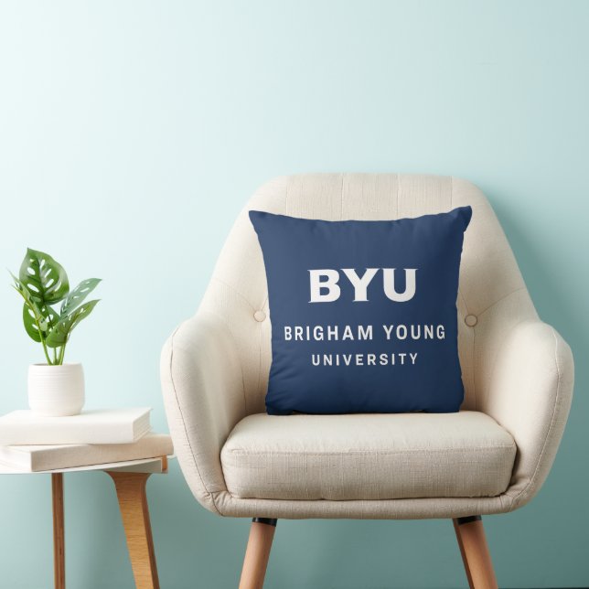BYU Text Logo Throw Pillow (Chair)