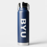 BYU Text Logo Water Bottle<br><div class="desc">Check out these Brigham Young University designs!  Get all the latest Cougar gear here. All of these Zazzle products are customizable with your class year,  name,  and club. These products make perfect gifts for the BYU student,  alumni,  family,  friend,  or fan in your life. Go Cougs!</div>