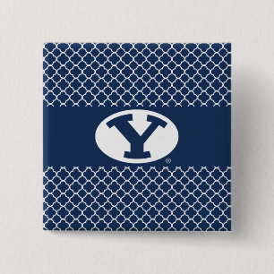 BYU Y   Quatrefoil Pattern Pinback Button