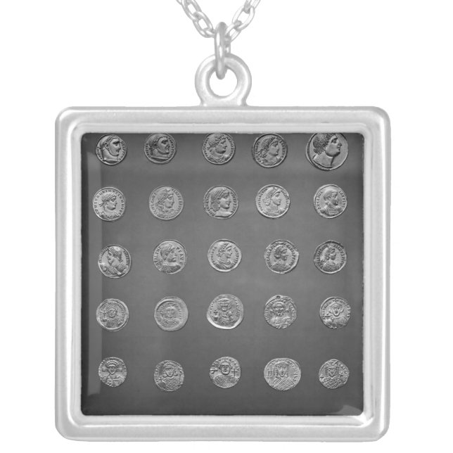 Byzantine and Roman coins, 04-10th century Silver Plated Necklace (Front)