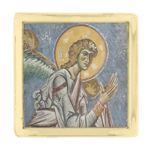 Byzantine Angel with Folded Hands Gold Finish Lapel Pin