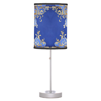 Byzantine Arabesque Royal Blue Faux Gold Filigree Table Lamp