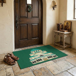 Byzantine Architecture Teal Dome Cathedral Doormat