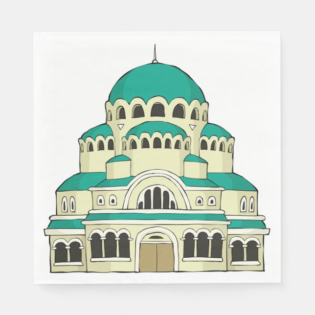 Byzantine Architecture Teal Dome Cathedral Napkins (Front)