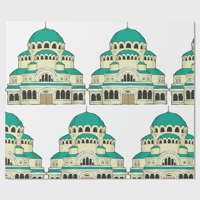 Byzantine Architecture Teal Dome Cathedral Wrapping Paper (Flat)
