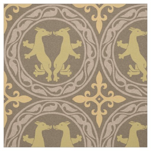 Byzantine Beasts Ochre and Brown Fabric