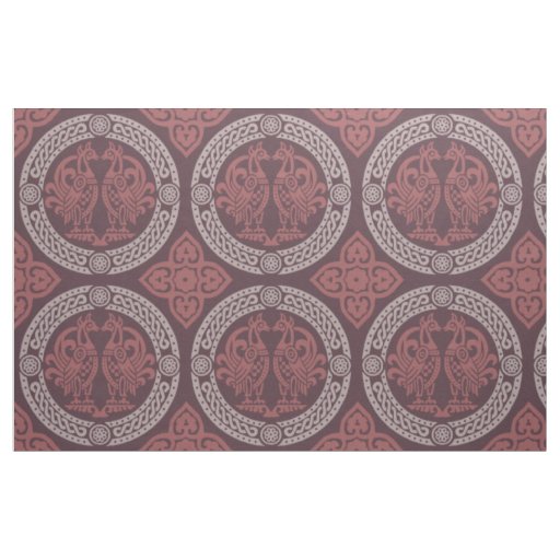Byzantine Birds, Cranberry Red Fabric