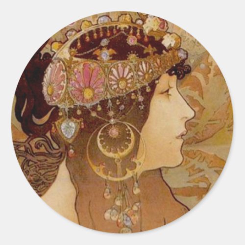 Byzantine Brunette 1897 Classic Round Sticker