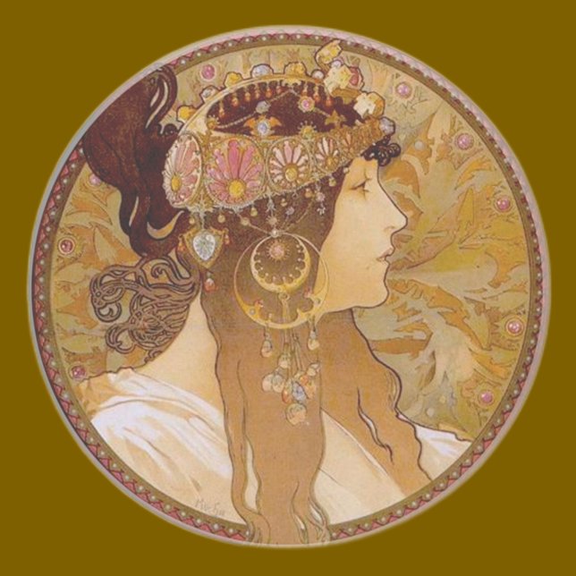 Byzantine Brunette, Mucha Sandstone Coaster (Creator Uploaded)