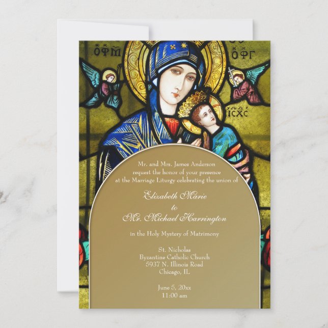 Byzantine Catholic Stained Glass Wedding Invitation (Front)