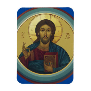 Byzantine Christ Pantocrator Round Mosaic Art Magnet