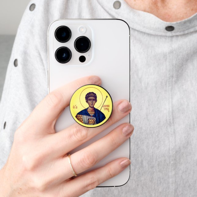 Byzantine Christian Orthodox Icons: St. Demetrios PopSocket (Hand)