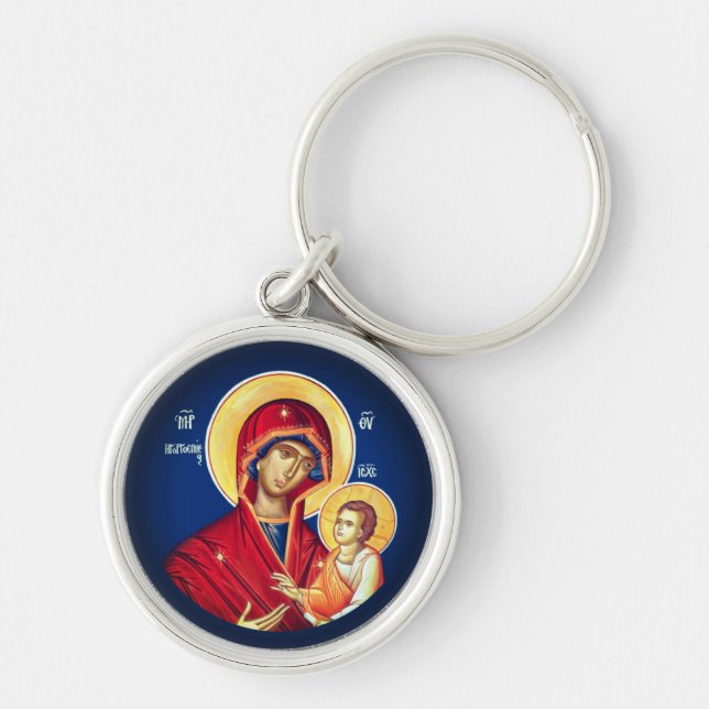 Byzantine Christian Orthodox Icons: Virgin Mary Keychain (Front)
