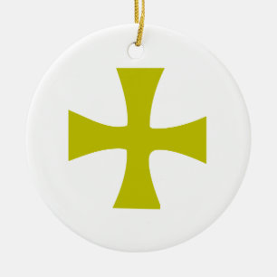 Byzantine Cross of Gold Ceramic Ornament