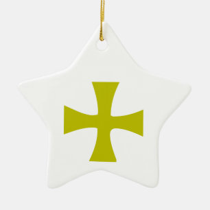 Byzantine Cross of Gold Ceramic Ornament