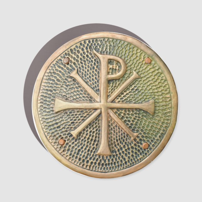 Byzantine cross symbol metal medallion history anc car magnet (Front)