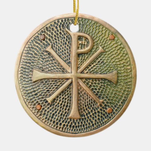 Byzantine cross symbol metal medallion history anc ceramic ornament