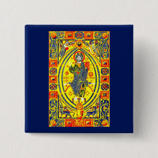 Byzantine folk art Jesus Button