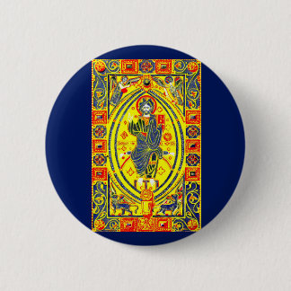 Byzantine folk art Jesus Pinback Button