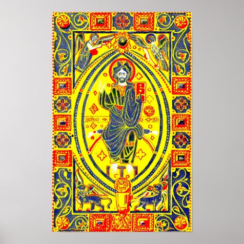 Byzantine folk art Jesus Poster