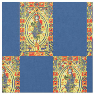 Byzantine folk art Jesus print Fabric