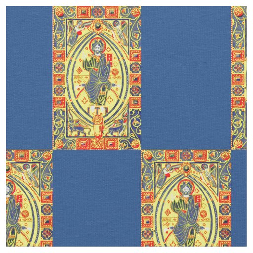 Byzantine folk art Jesus print Fabric