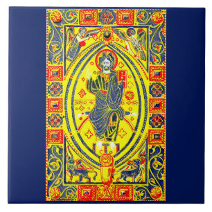 Byzantine folk art Jesus Tile