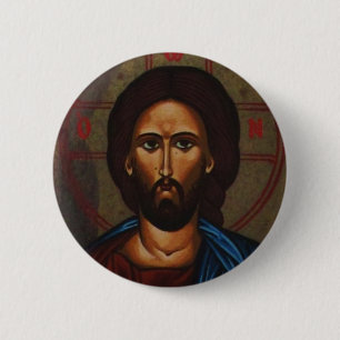 Byzantine Greek Orthodox Icon JESUS CHRIST Pinback Button