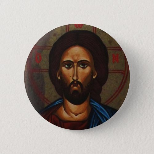 Byzantine Greek Orthodox Icon JESUS CHRIST Pinback Button