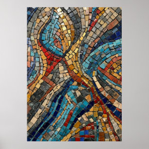Byzantine Mosaic Art Poster Roman Style Colourfu