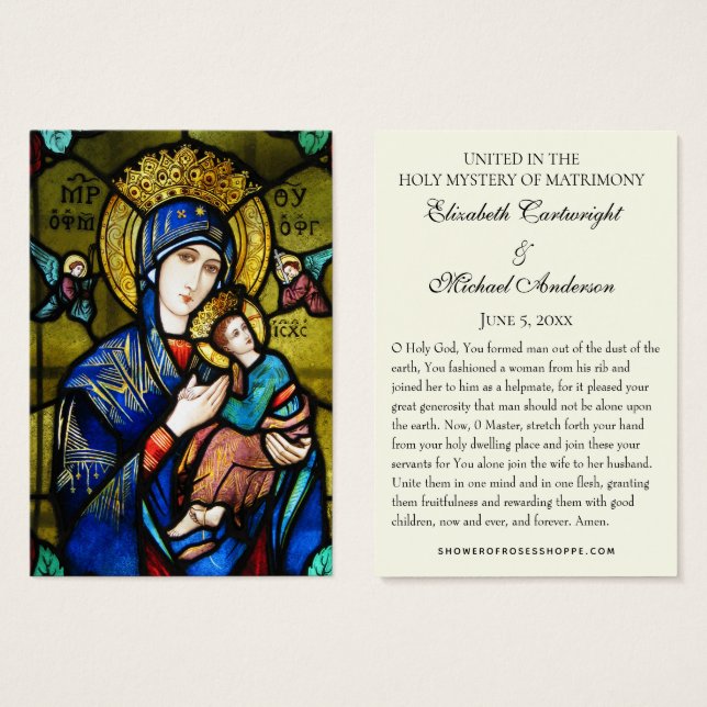 Byzantine Orthodox Eastern Rite Wedding Holy Cards (Front & Back)