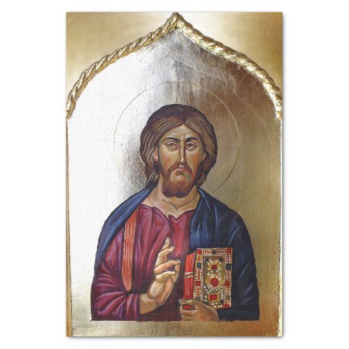 Byzantine Style Icon Of Christ Pantocrator Tissue Paper