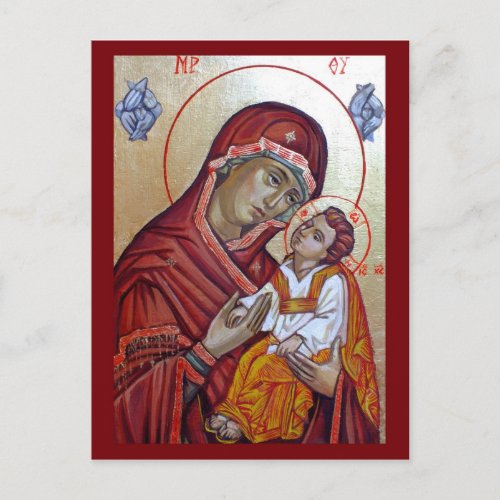 Byzantine Style Icon Of Saint Mary Teotokos Holiday Postcard