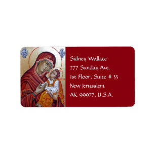 Byzantine Style Icon Of Saint Mary Teotokos Label
