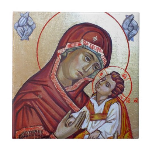 Byzantine Style Icon Of Saint Mary Teotokos Tile