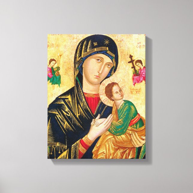 Byzantine Virgin Mary and Child Icon Christmas Canvas Print (Front)