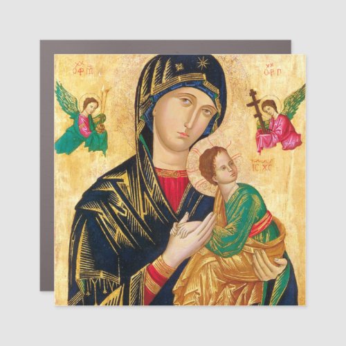 Byzantine Virgin Mary and Child Icon Christmas Car Magnet