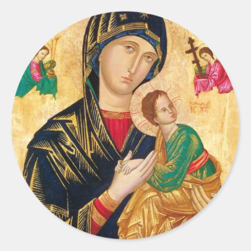 Byzantine Virgin Mary and Child Icon Christmas Classic Round Sticker