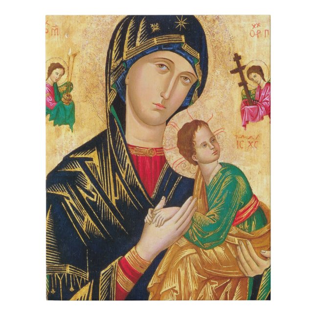 Byzantine Virgin Mary and Child Icon Christmas Faux Canvas Print (Front)