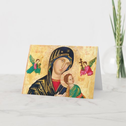 Byzantine Virgin Mary and Child Icon Christmas Holiday Card