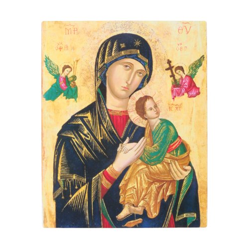 Byzantine Virgin Mary and Child Icon Christmas Metal Print