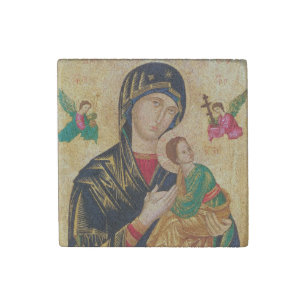 Byzantine Virgin Mary and Child Icon Christmas Stone Magnet