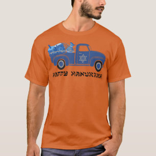 BZw2 Truck Happy Hanukkah Menorah Farm Jewish Life T-Shirt