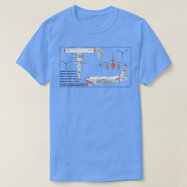 C124 Globemaster II American go Plane Diagrams Gif T-Shirt (Design Front)