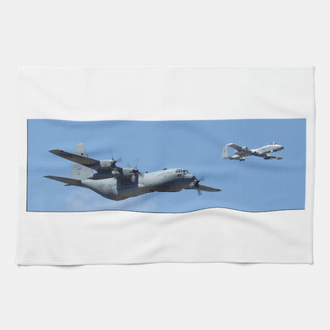 C130 HERCULES AND A10 WARTHOG IN FORMATION TOWEL (Horizontal)