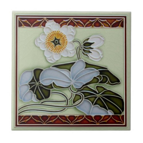 c1905 German Floral Art Nouveau Reproduction  Ceramic Tile