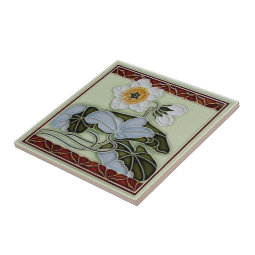 c1905 German Floral Art Nouveau Reproduction Ceramic Tile | Zazzle